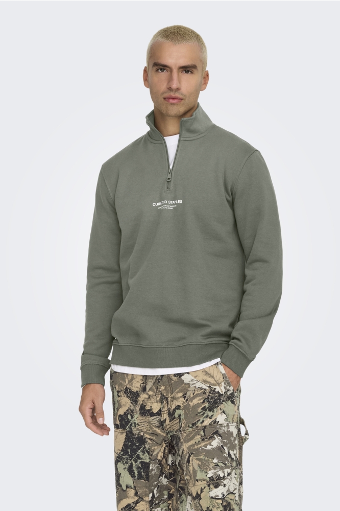 ONSCURATED REG HALF ZIP SWEAT 22030922 Castor Gray